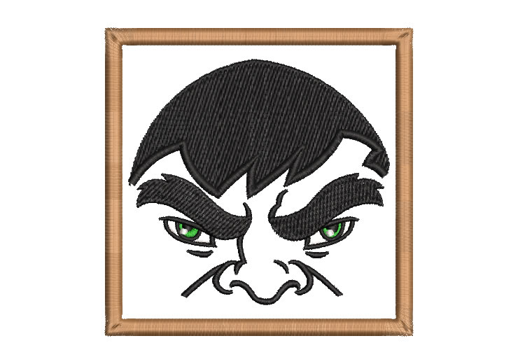 Hulk Face in Frame Embroidery Designs