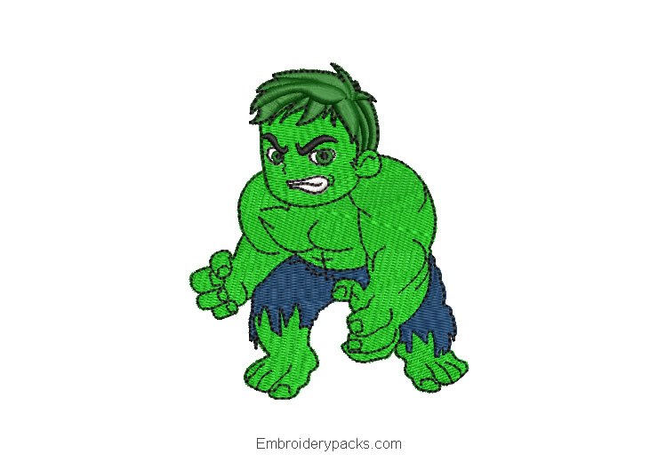 Hulk Superhero Embroidered Design