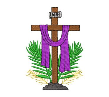 INRI Cross with Ears of Wheat and Blanket Embroidery Designs