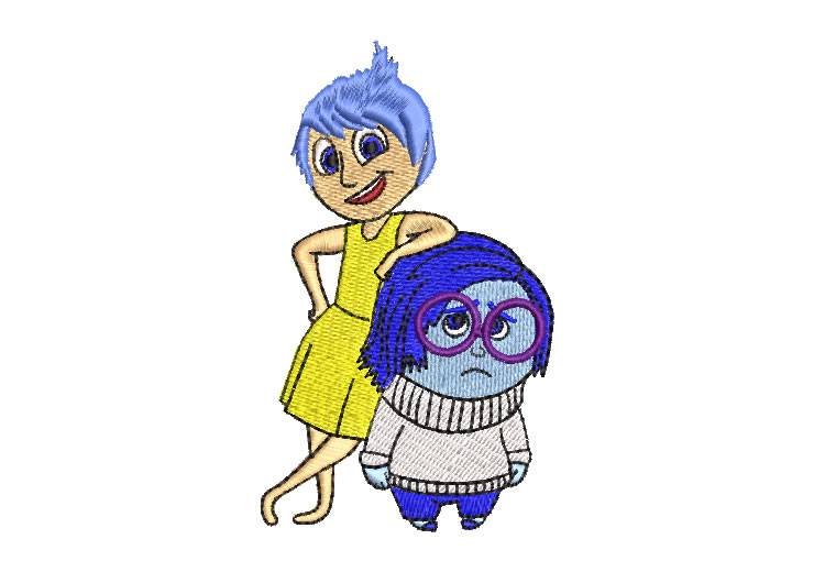 Inside Out Disney Sadness and Joy Embroidery Designs