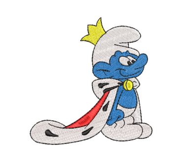 King Smurf with Crown Embroidery Designs