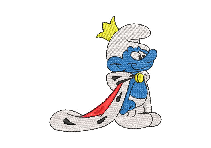 King Smurf with Crown Embroidery Designs