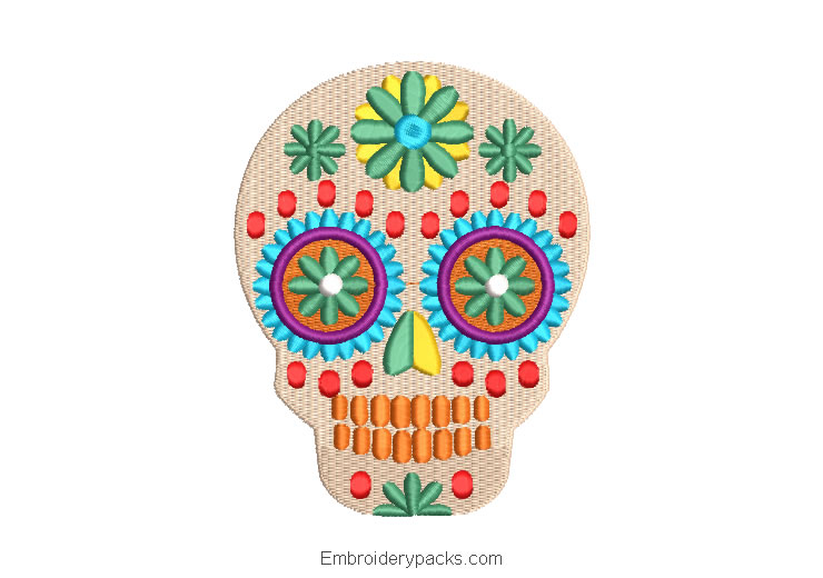La catrina mexican skull embroidery design