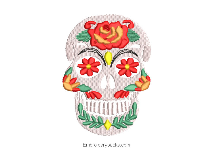 La catrina skull embroidery with roses