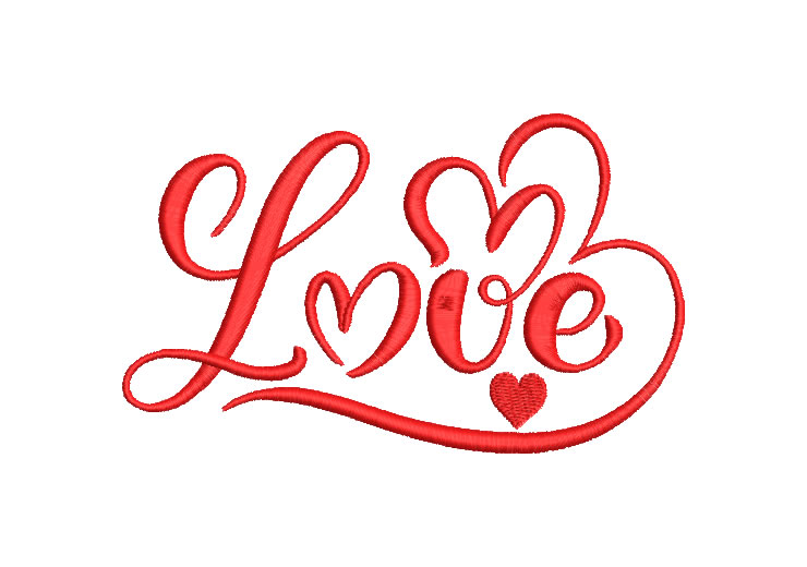 Letter Love with Heart Embroidery Designs