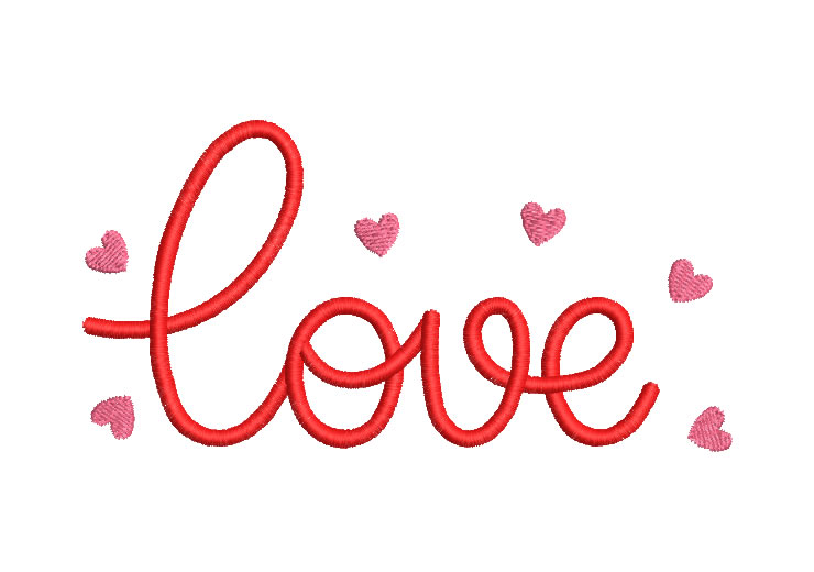 Letter Love with Hearts Embroidery Designs