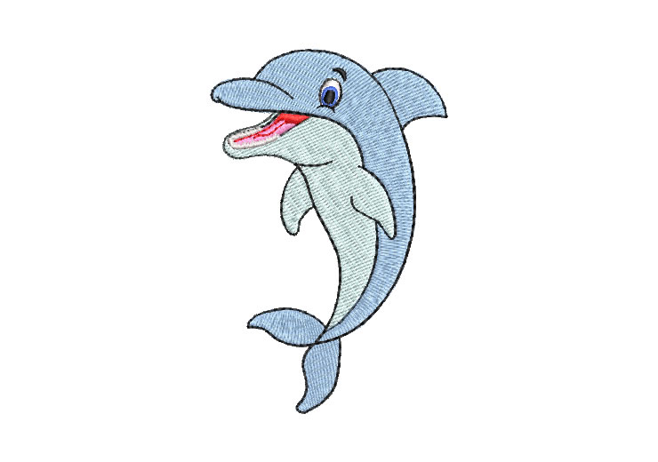 Light Blue Dolphin Embroidery Designs