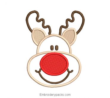 Linear christmas reindeer face embroidery