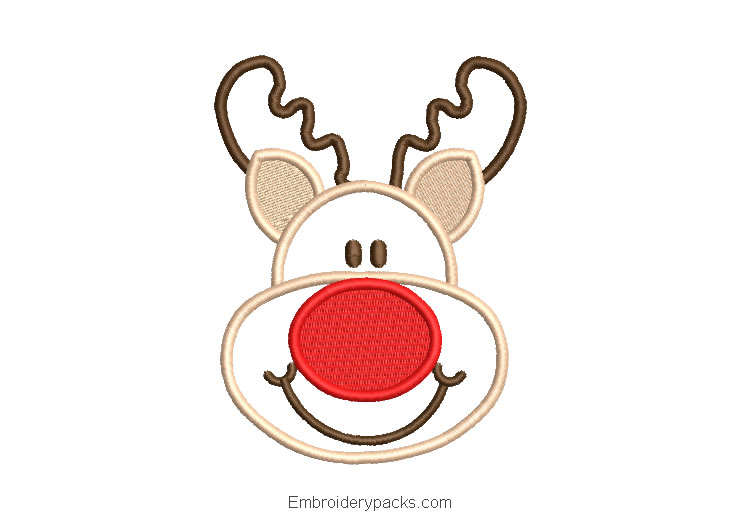 Linear christmas reindeer face embroidery