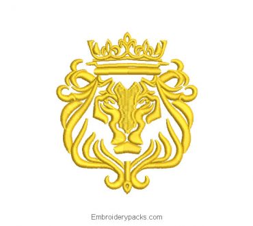 Lion Shield Embroidery Design