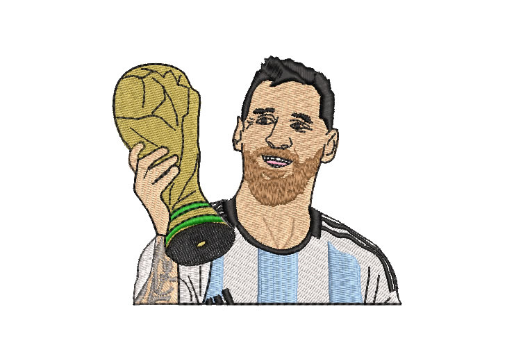 Lionel Messi with World Cup Embroidery Designs