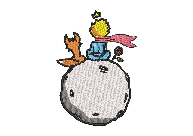 Little Prince with Fox and Rose Embroidery Designs