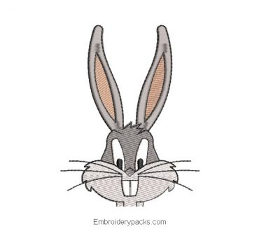 Looney tunes rabbit face embroidery design