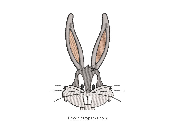 Looney tunes rabbit face embroidery design