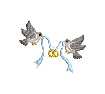 Love Doves Carrying Wedding Rings Embroidery Designs