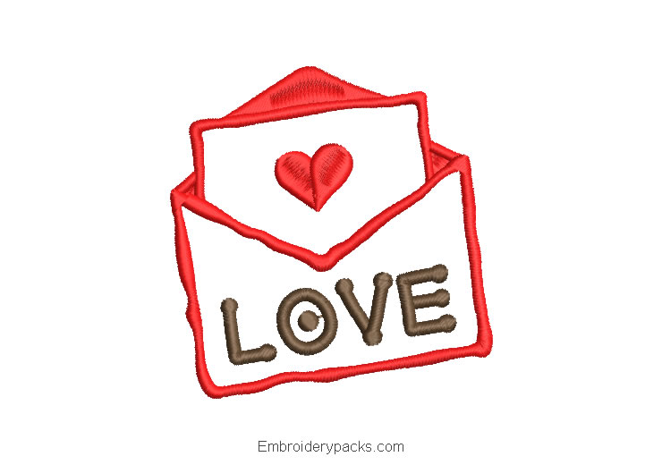 Love letter embroidery design with handwriting