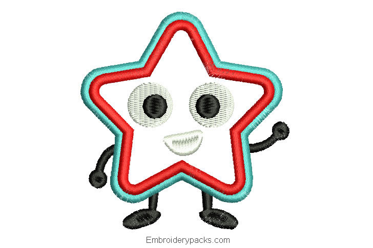 Machine Character Star Embroidery