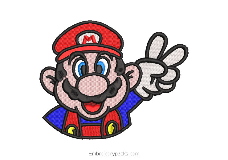 Mario Bros face embroidery design