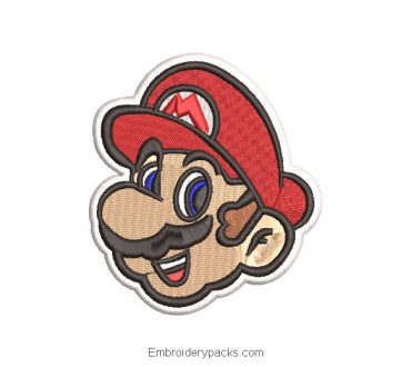 Mario bros face embroidery design