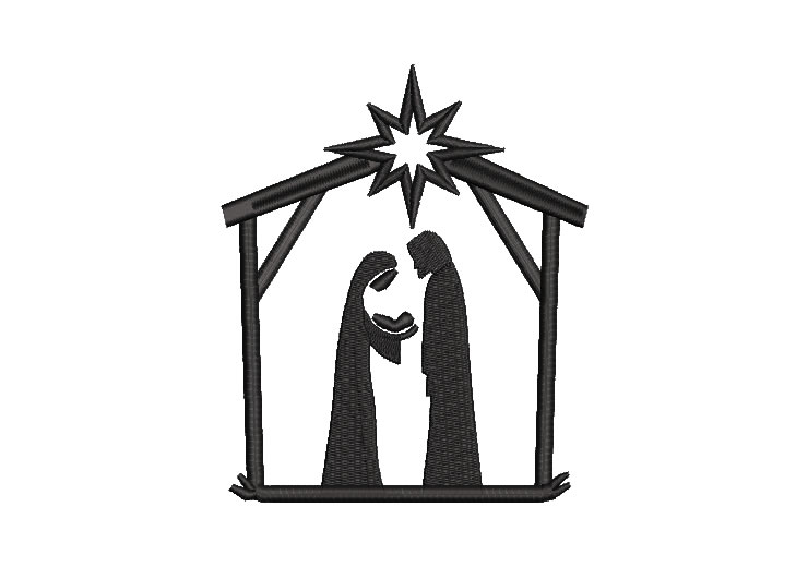 Mary and Joseph Birth of Jesus with Star Embroidery Designs
