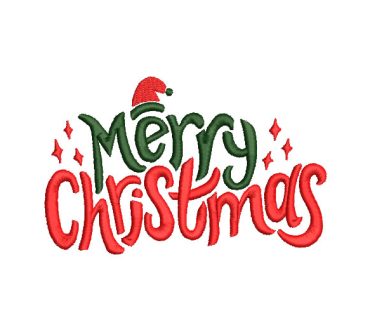Merry Christmas Letter with Cap Embroidery Designs
