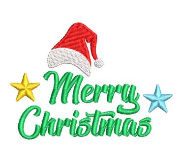 Merry Christmas Letter with Cap Embroidery Designs