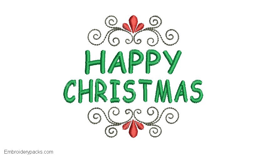 Merry Christmas embroidery designs with decoration