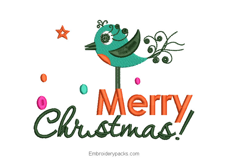 Merry christmas letter embroidery design with decoration