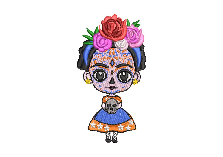 Mexican Doll Frida Kahlo Animated Embroidery Designs