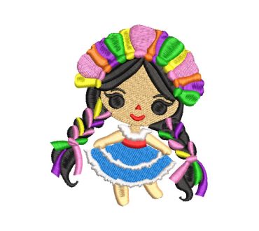 Mexican Frida Doll with Embroidery Designs Dress