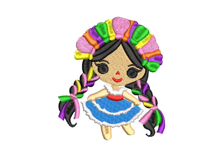 Mexican Frida Doll with Embroidery Designs Dress