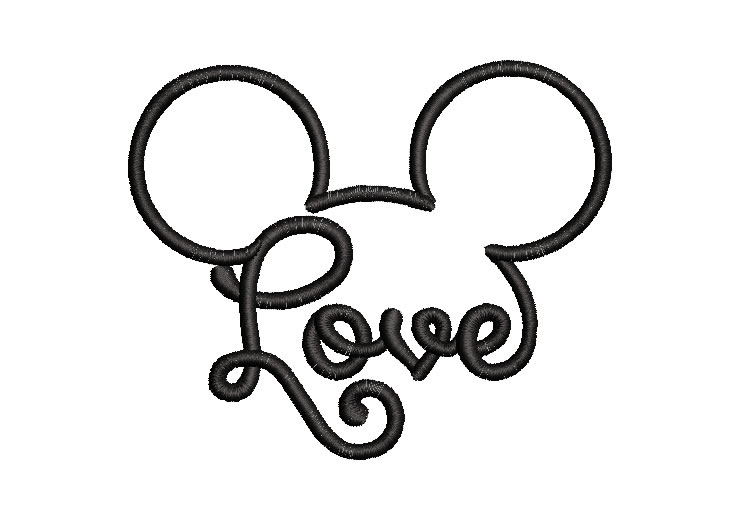 Mickey Mouse Love Letter Embroidery Designs