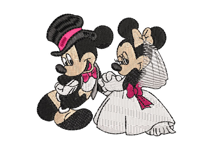 Mickey Mouse and Minnie Mouse Wedding Embroidery Designs