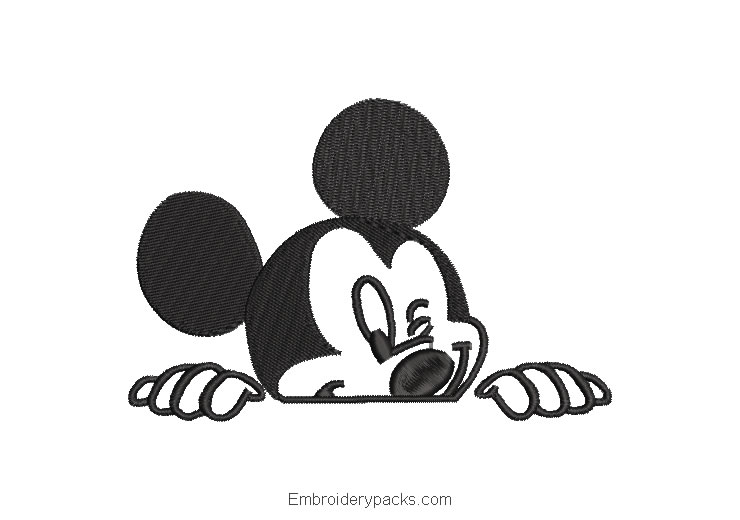Mickey mouse winking eye embroidery design