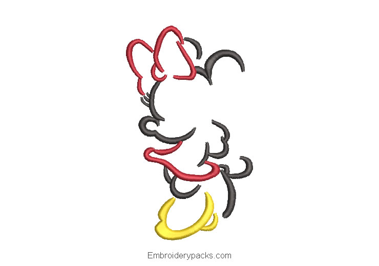 Minnie Mouse Silhouette Embroidered Design