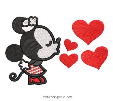 Minnie mouse embroidery with hearts