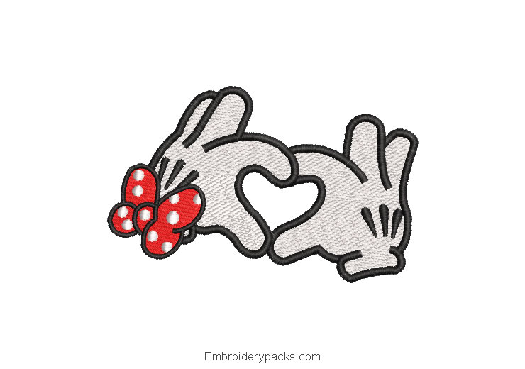 Minnie mouse hand embroidered design