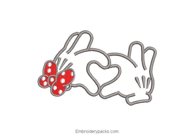 Minnie mouse hand outlined embroidery