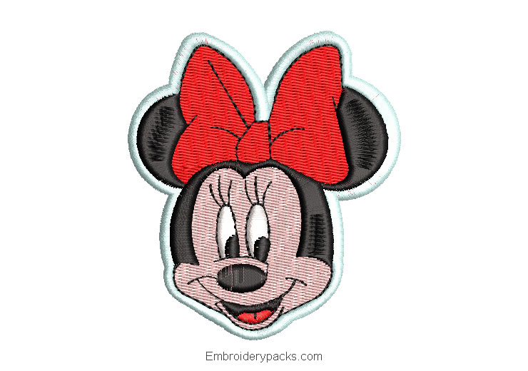 Minnie mouse patch embroidery design for machine