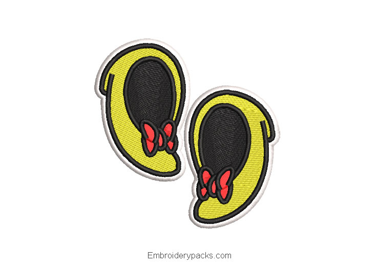 Minnie mouse slipper embroidery design