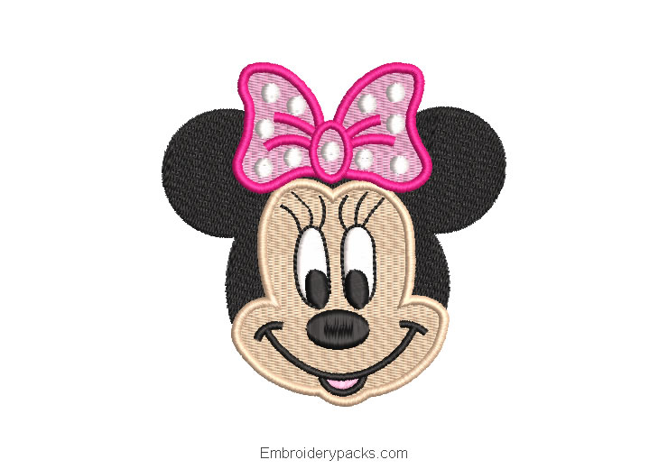Minnie mouse smiling embroidery design