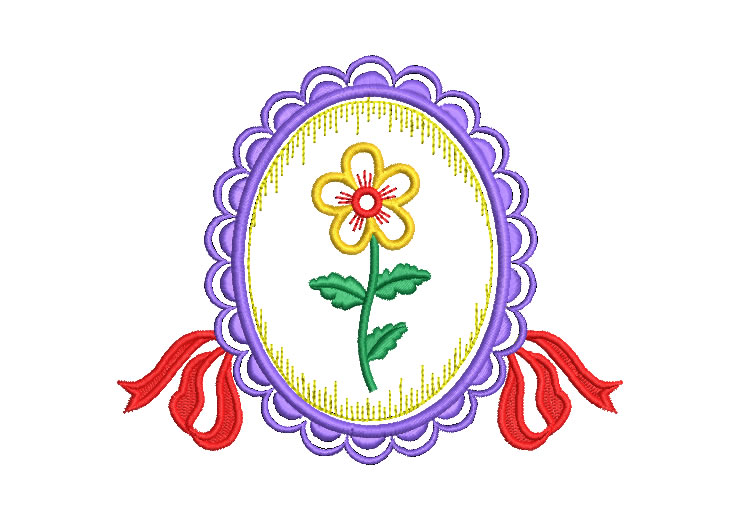 Mirror with Flowers and Bow Embroidery Designs