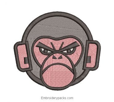 Monkey face design for embroidery patch