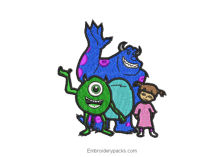 Monsters inc family embroidery design