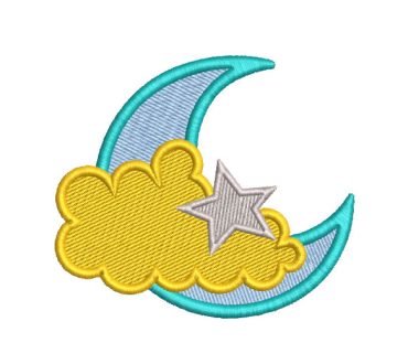 Moon Cloud and Star Embroidery Designs