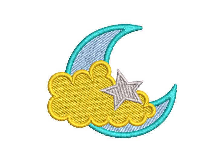 Moon Cloud and Star Embroidery Designs