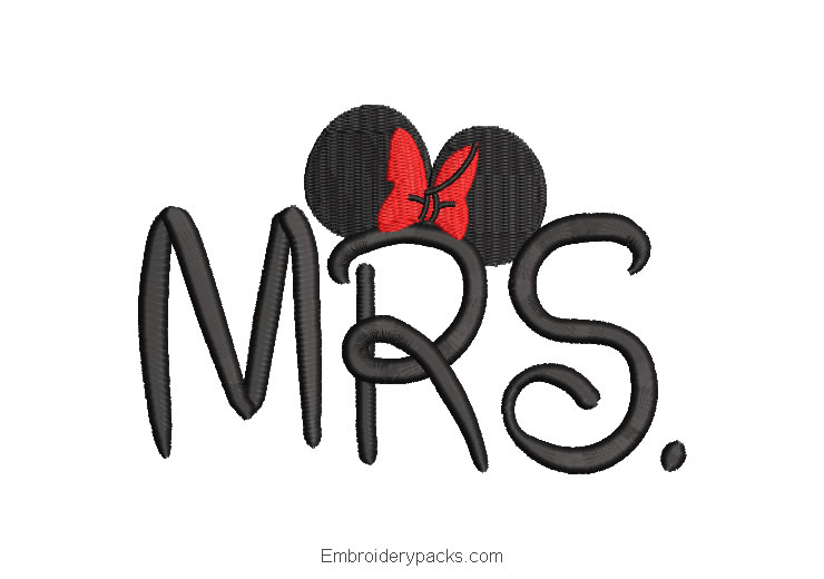 Mrs Mickey Mouse Embroidery Design