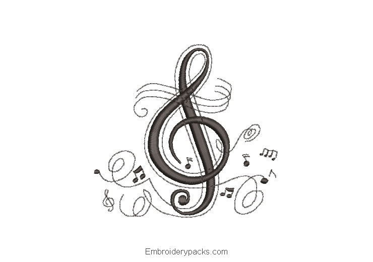 Music symbol embroidery design