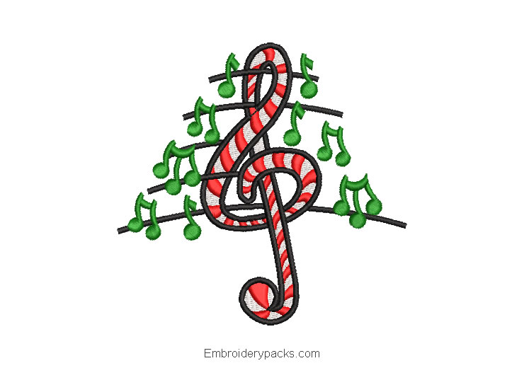 Musical note sign embroidery design