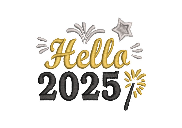 New Year 2025 Hello Letter Embroidery Designs